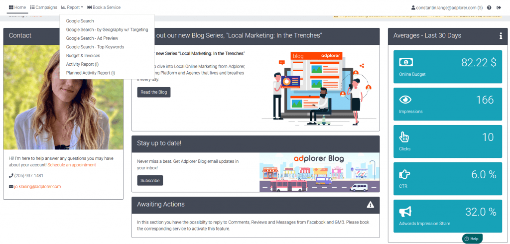 Marketing Dashboard Adplorer